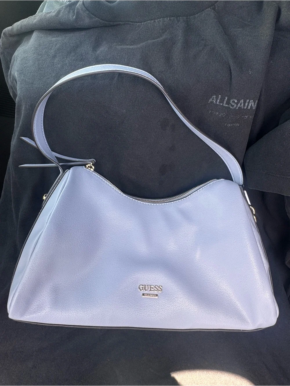 GUESS Lilac Shoulder Bag with Silver Hardware